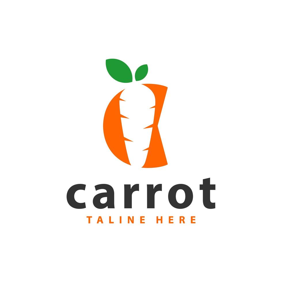 carrot vegetable illustration logo with letter C vector