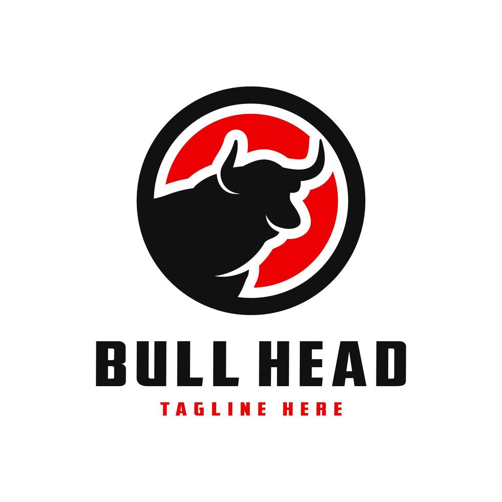 bull head circle logo design vector