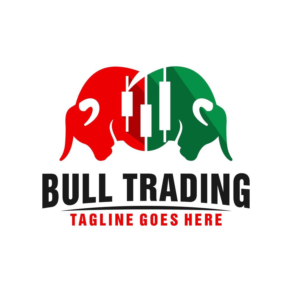 two bull heads logo trading business vector