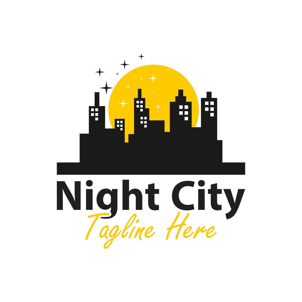 diseño de logotipo de ciudad nocturna vector