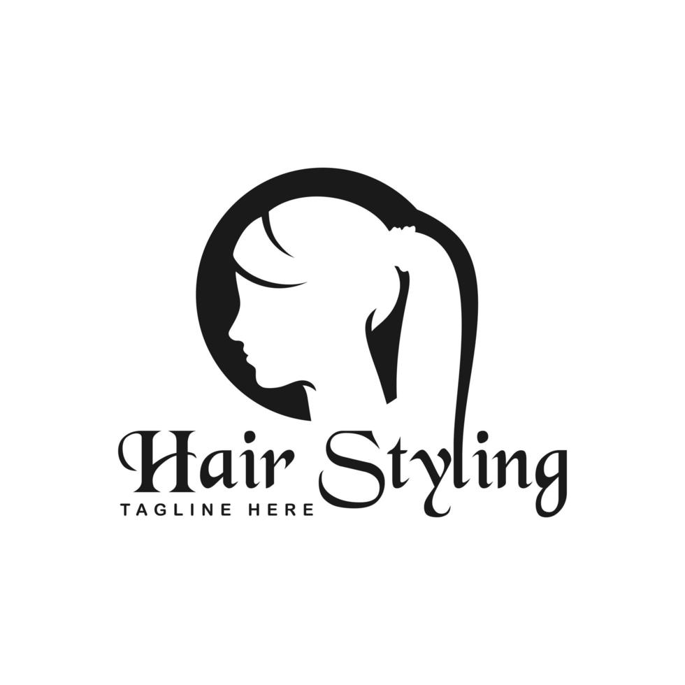 logotipo de ilustración de salón de belleza de cabello vector