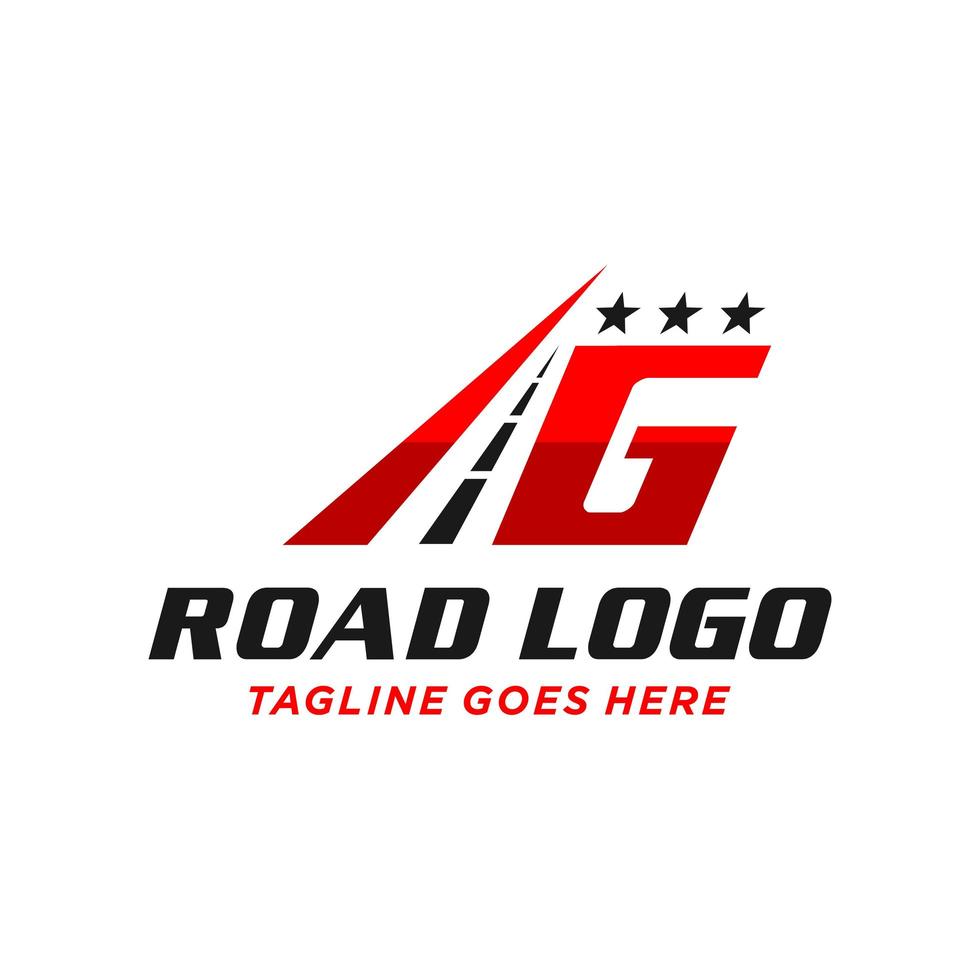 carretera asfalto ilustración logotipo diseño letra g vector