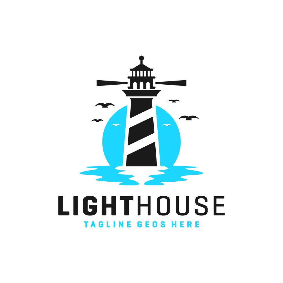 lighthouse inspiration illustration logo on the beach vector