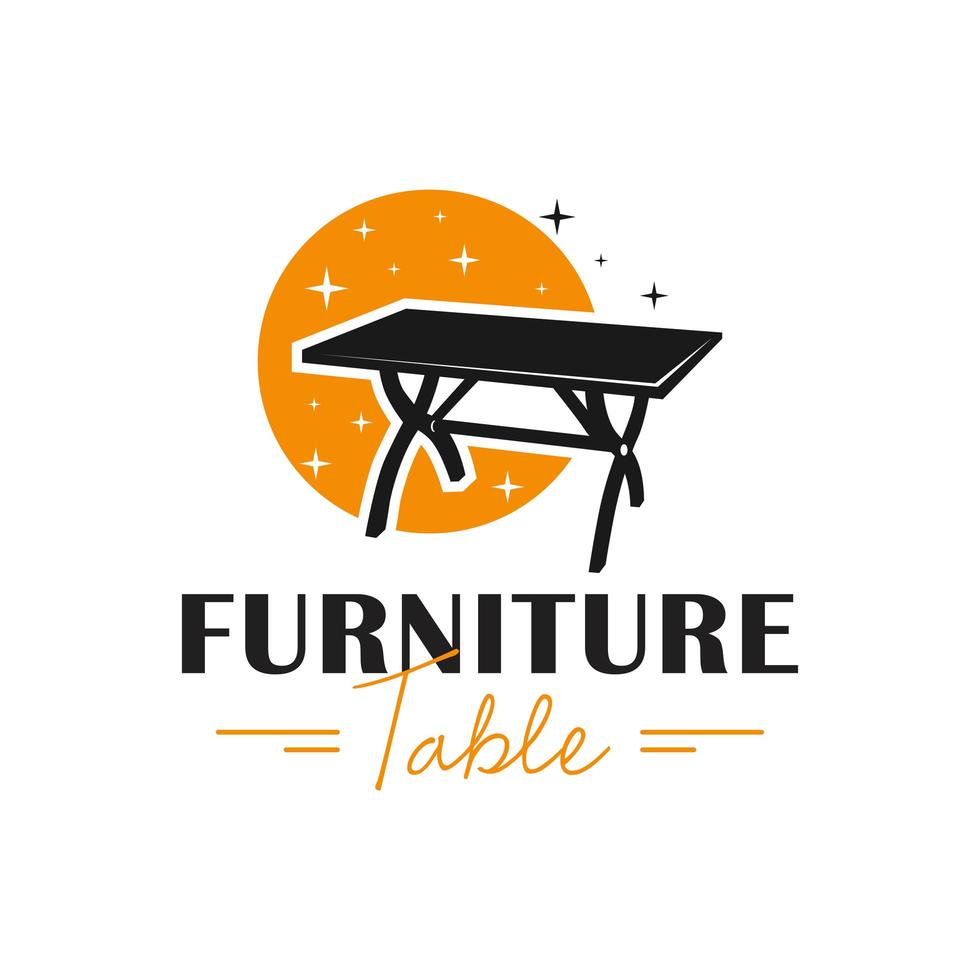 logotipo de ilustración de muebles de mesa y silla vector