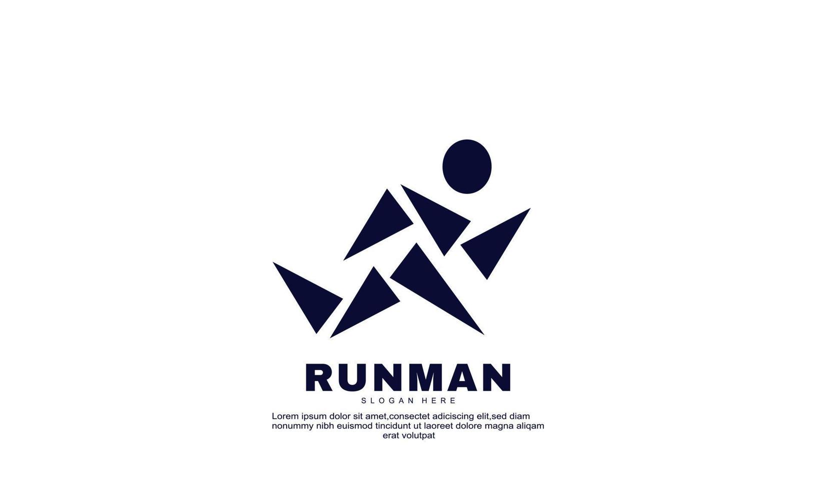 logotipo de inspiración creativa abstracta de vector de stock para correr hombre entrega deporte fitness