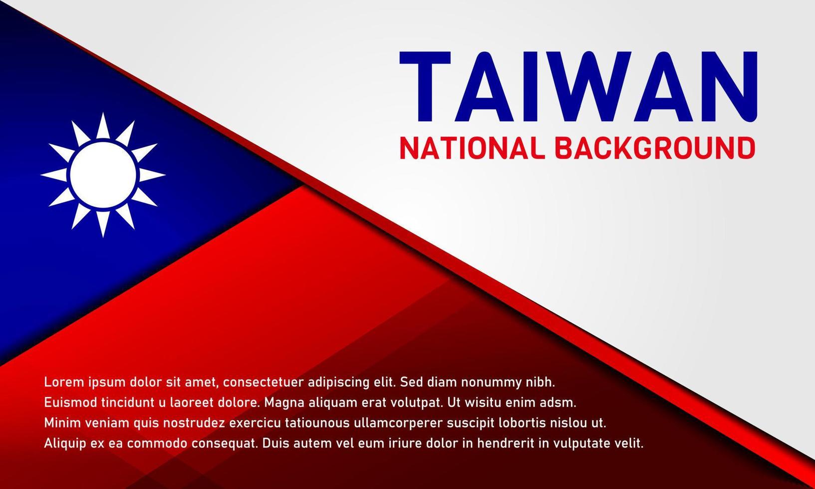 Taiwan National Presentation Background Template. With the flag, sun, and star icons. Copy space area. On gradient red, blue, and white color. Premium and luxury illustration vector design