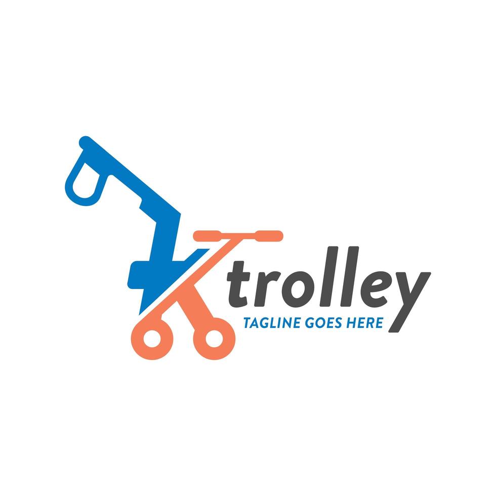 children trolley illustration logo with letter K vector