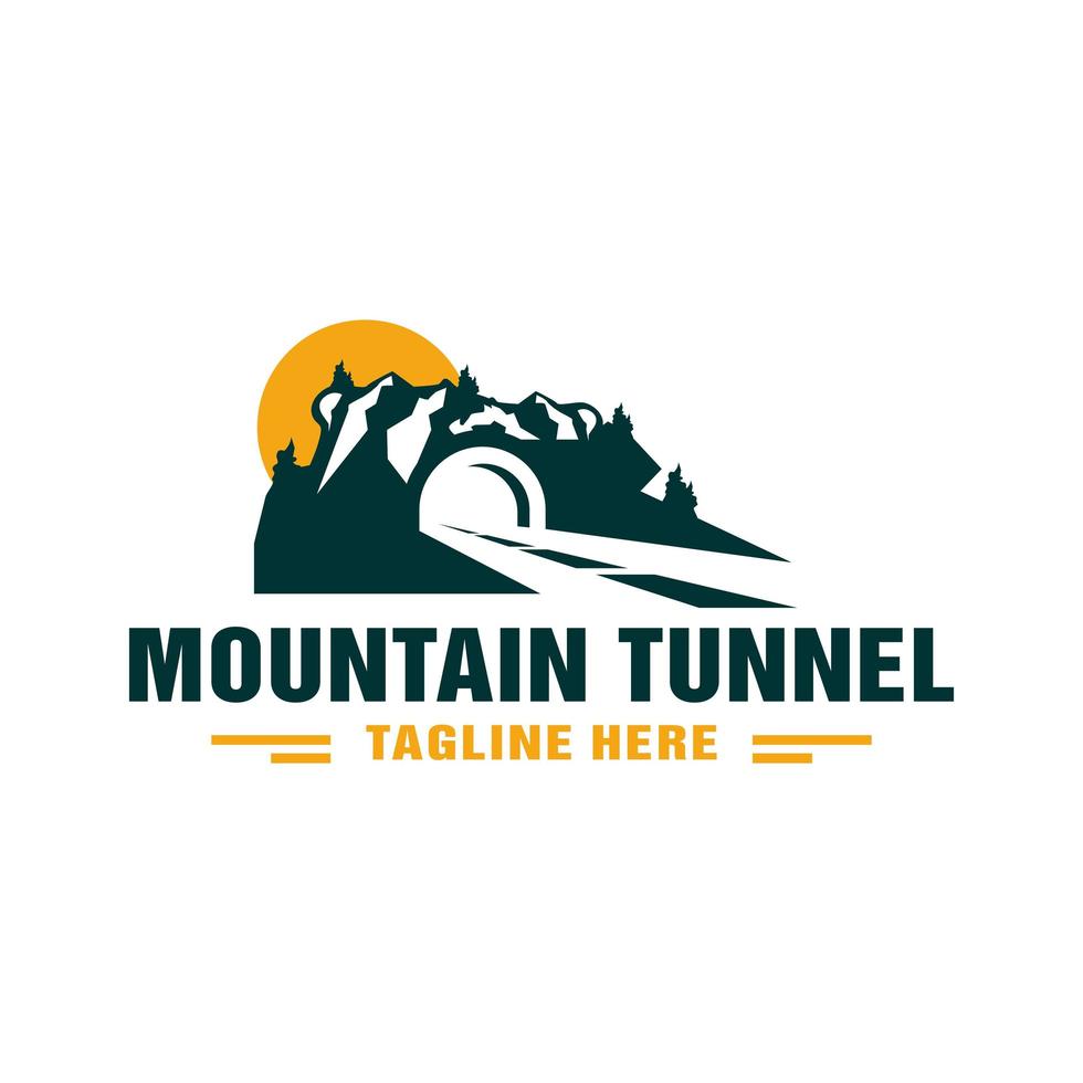 road tunnel illustration logo under the mountain vector