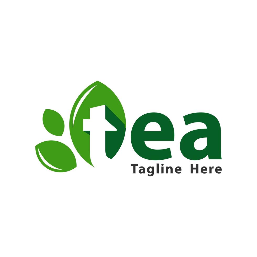 logotipo de ilustración de té verde y natural vector