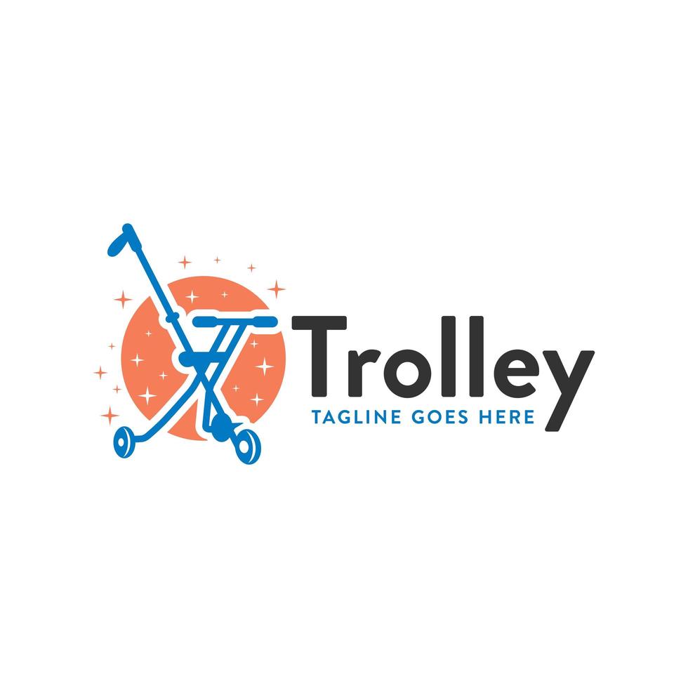 children trolley illustration logo with letter K vector