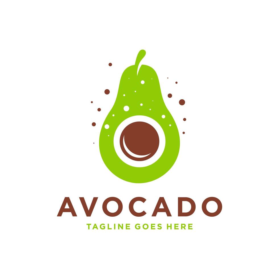 diseño de logotipo de ilustración de fruta de aguacate fresco vector