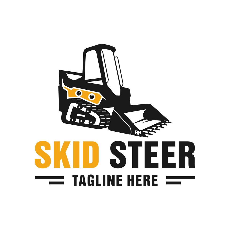 skid steer heavy equipment illustration logo vector