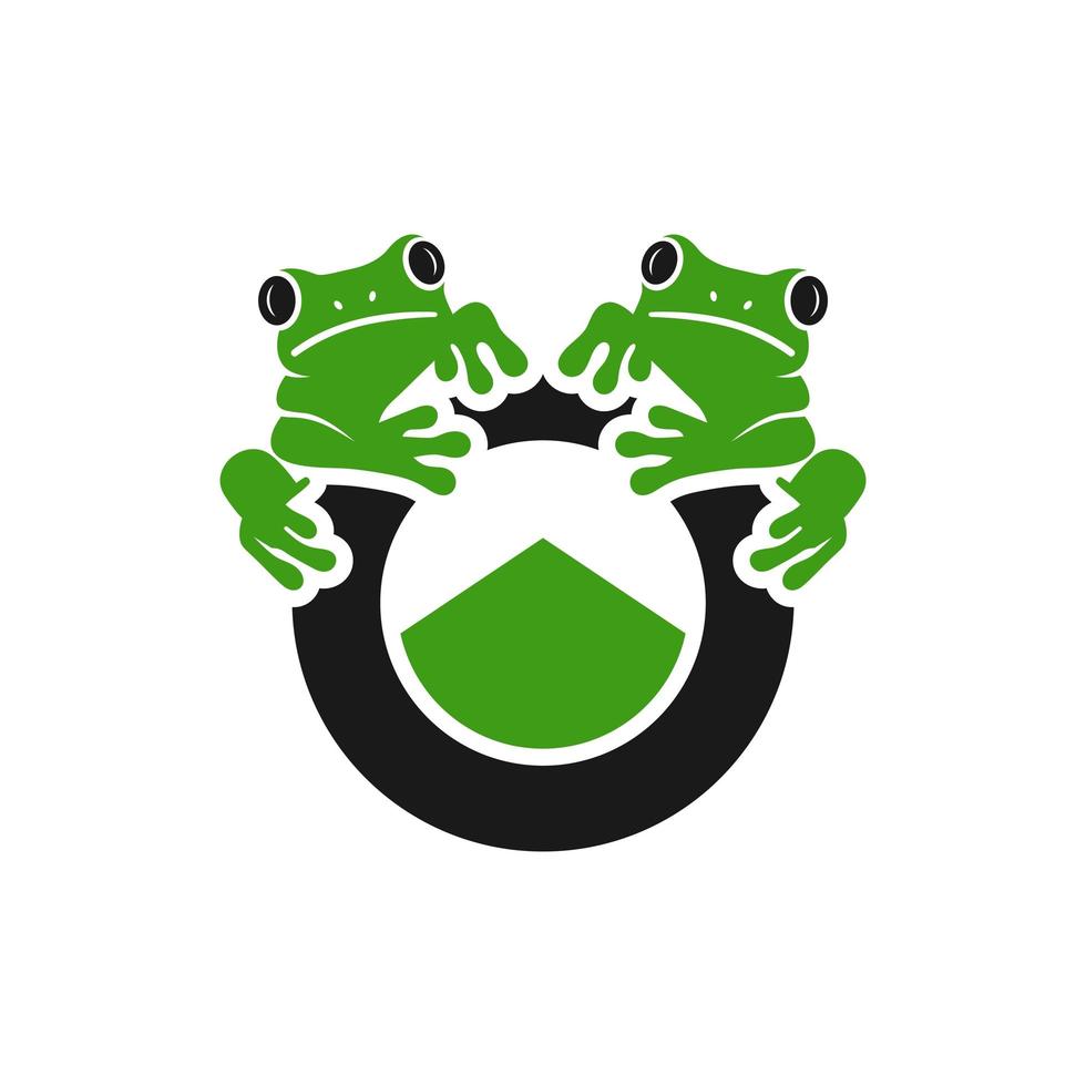 two frog reptile illustration logo design vector