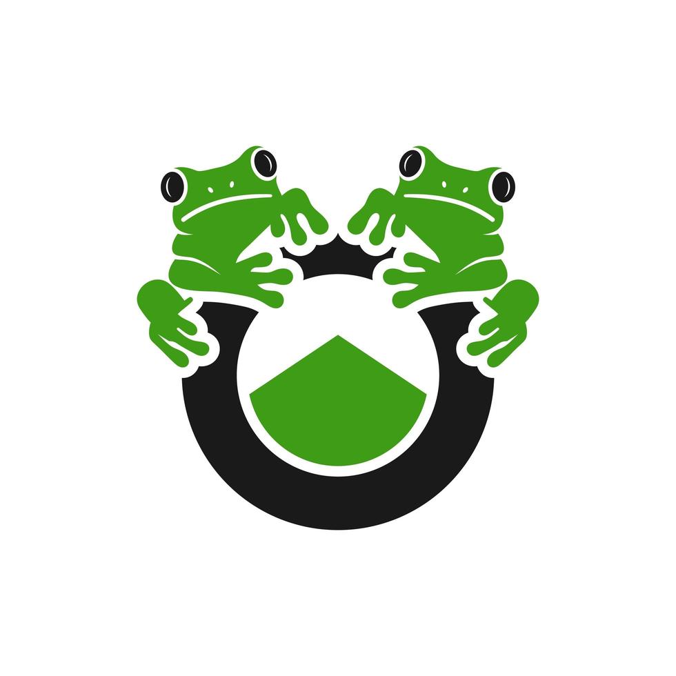 diseño de logotipo de ilustración de reptil de dos ranas vector