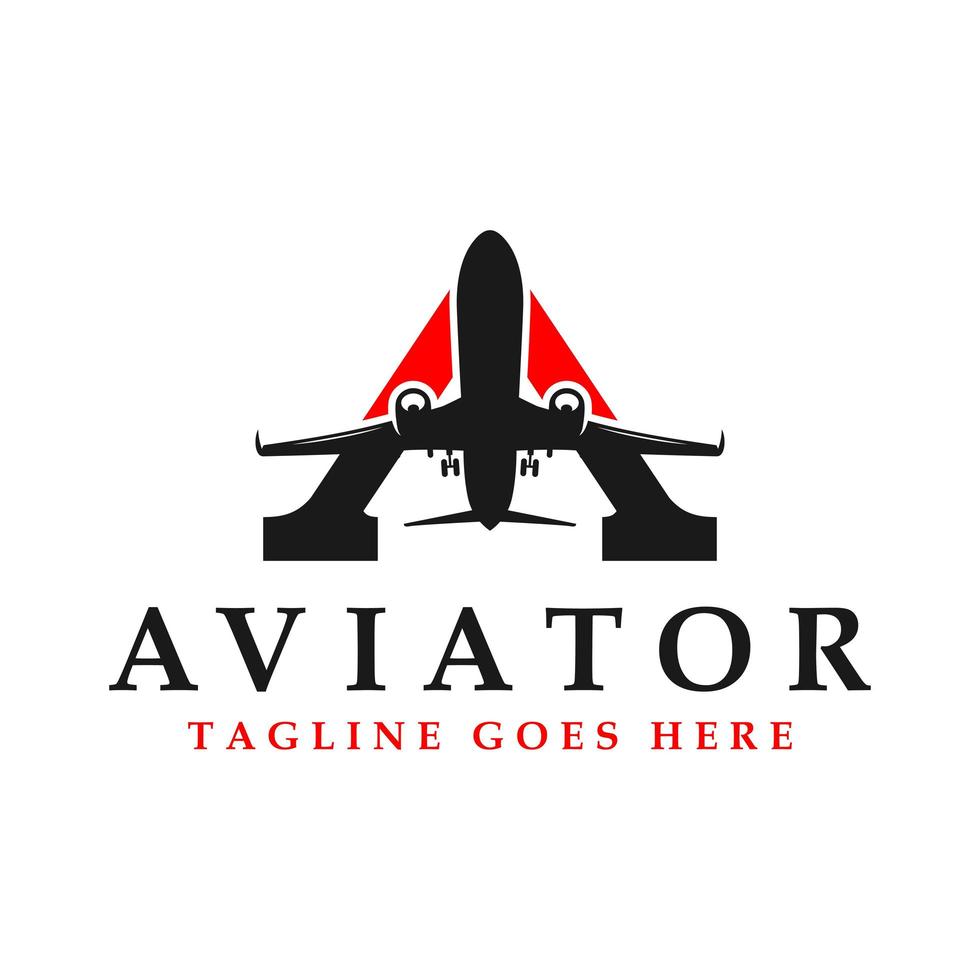 logotipo de ilustración de aviador con letra inicial a vector