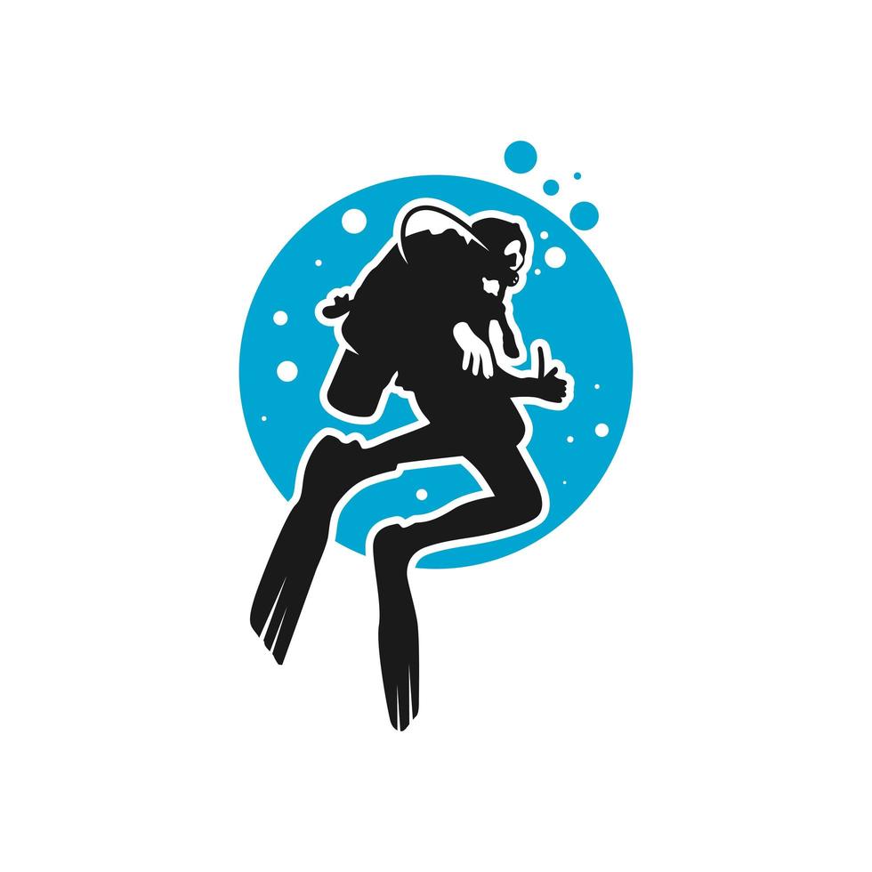 diseño de logotipo de ilustración de buzo oceánico vector