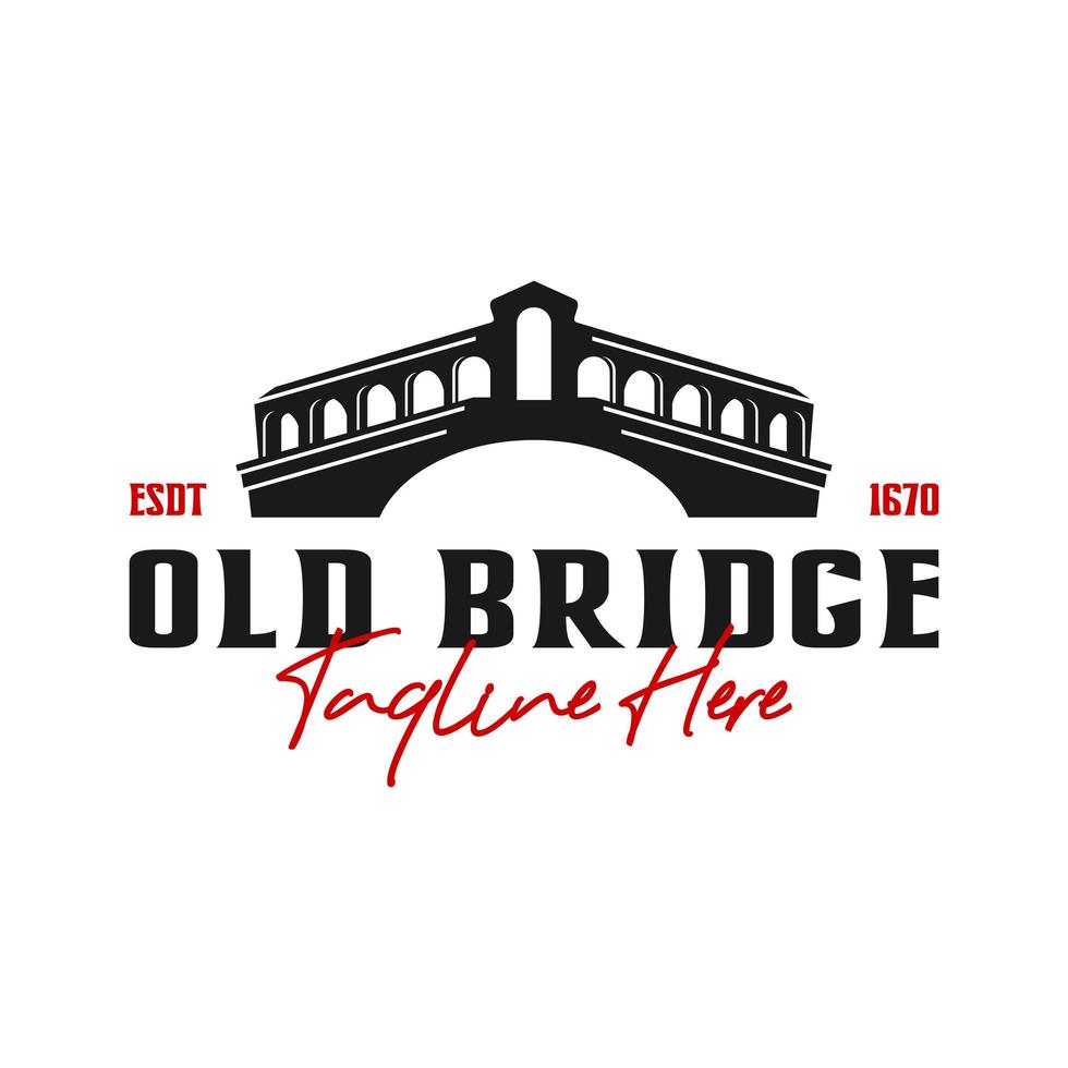 old bridge construction illustration logo design vector