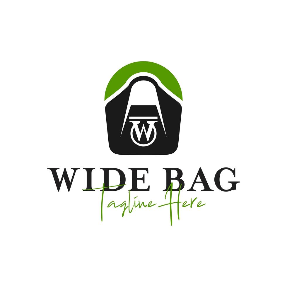 logotipo de ilustración de inspiración de bolsa ancha con letra w vector