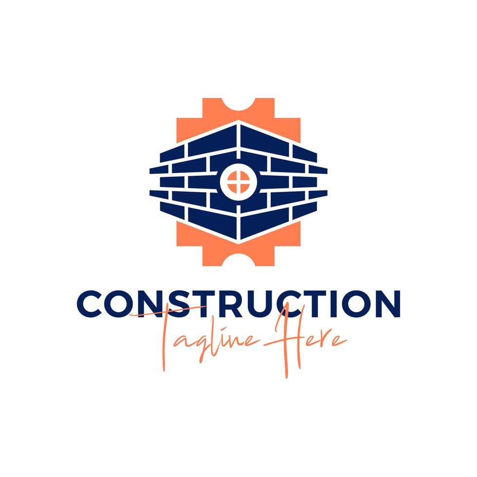 logotipo de ilustración de inspiración de construcción de ladrillo vector