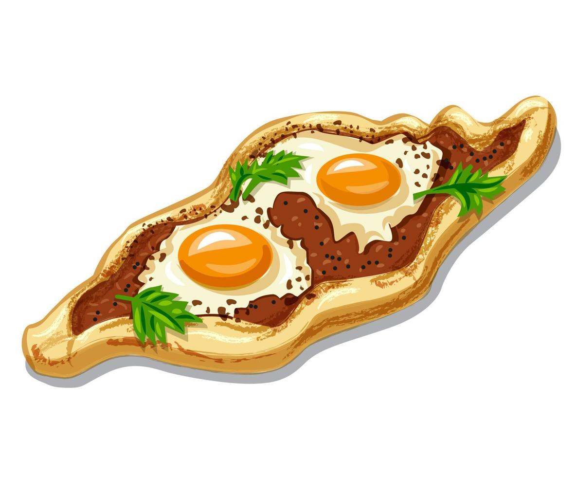 turkish egg-topped flatbread vector