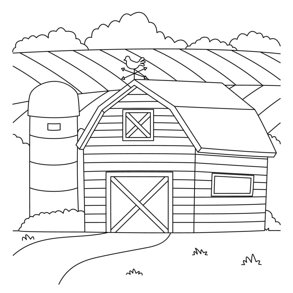 Farmhouse Coloring Page for Kids vector