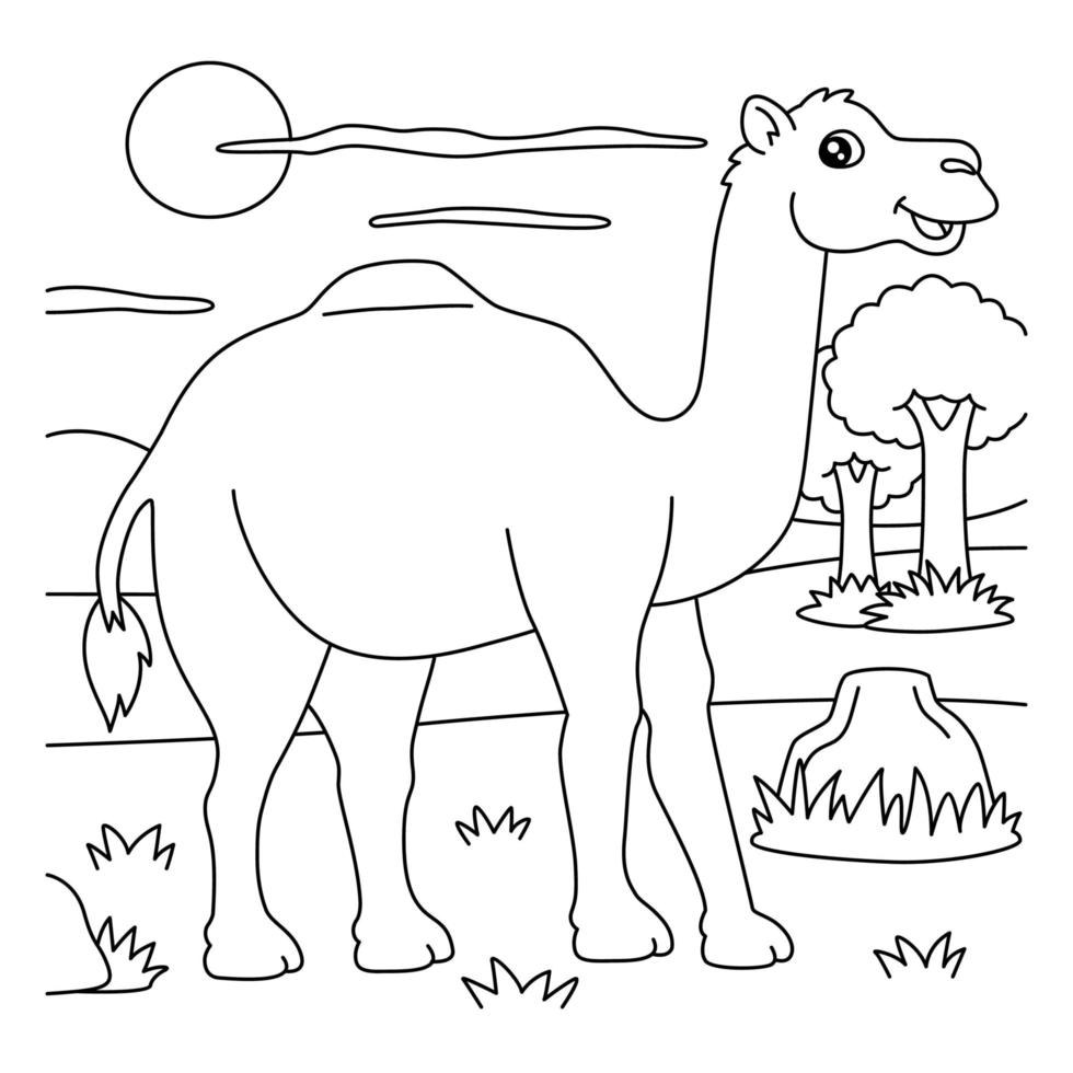 Dromedary Coloring Page for Kids vector