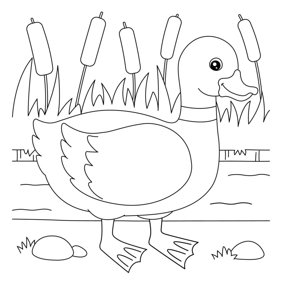 Duck Coloring Page for Kids vector