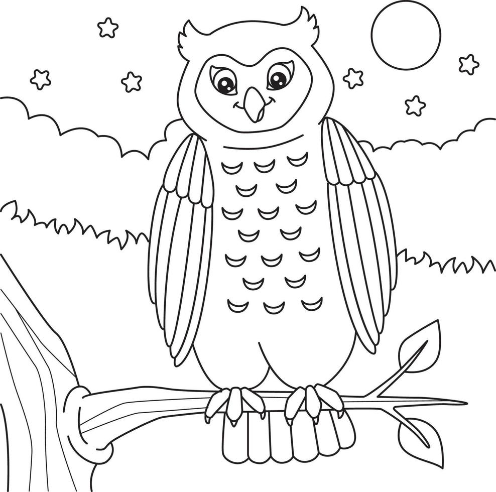 Owl Coloring Page for Kids vector