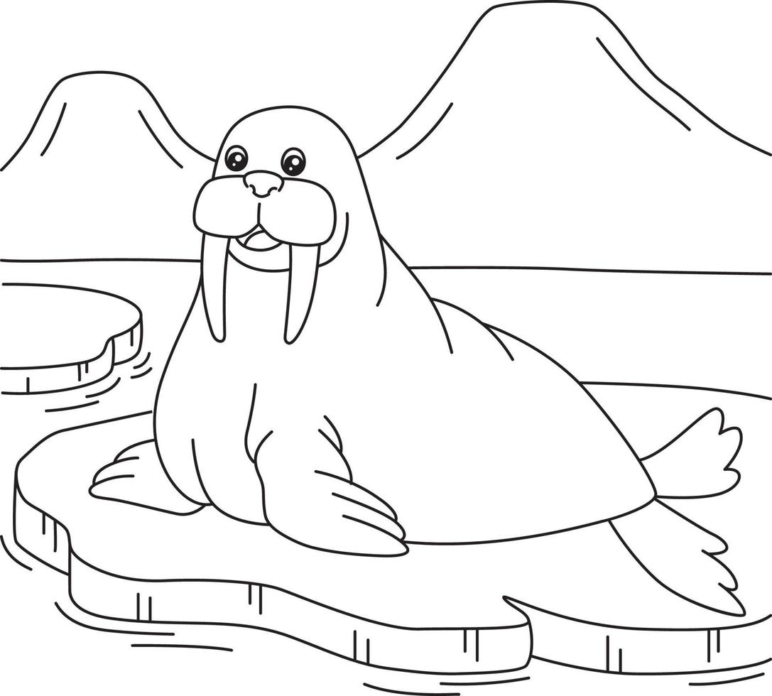 Walrus Coloring Page for Kids vector