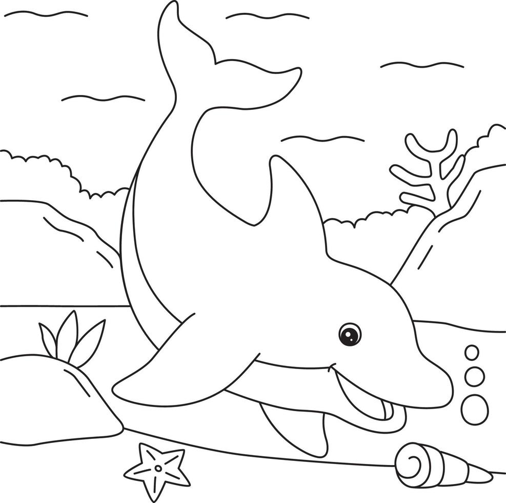 dibujo de delfines para colorear para niños 5073721 Vector en Vecteezy