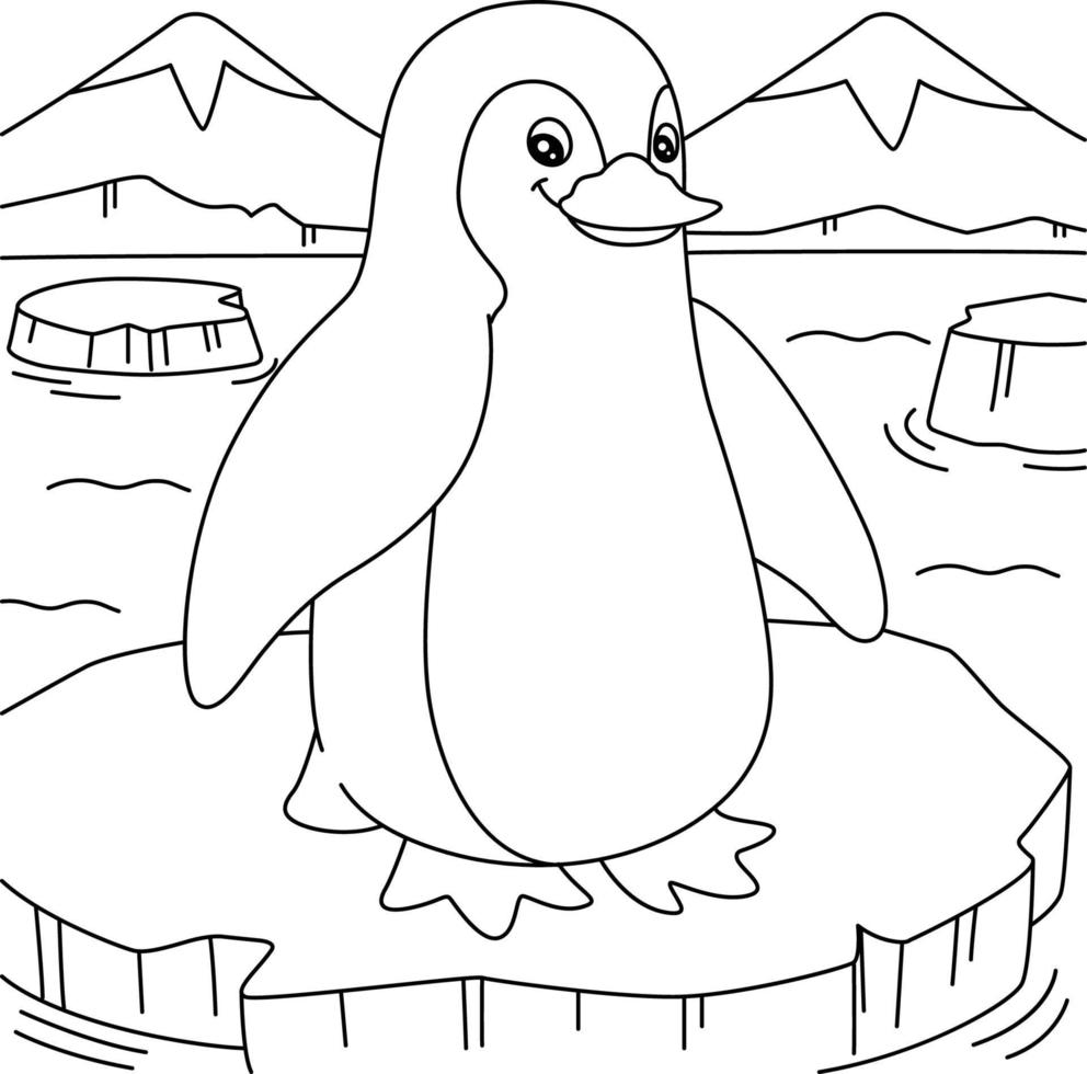 Penguin Coloring Page for Kids vector