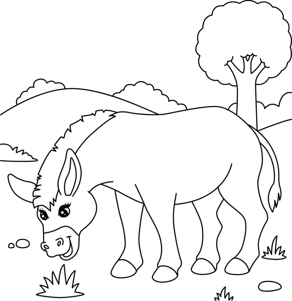 Donkey Coloring Page for Kids vector