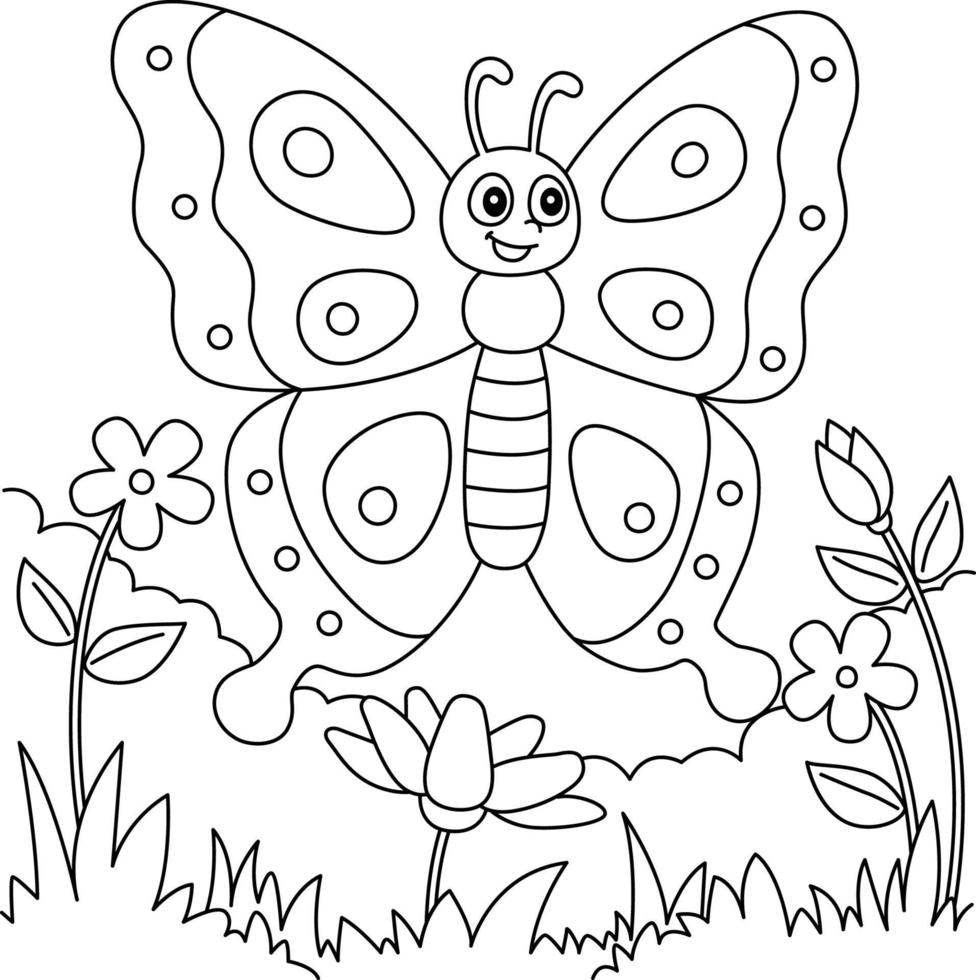 página para colorear de mariposas para niños vector