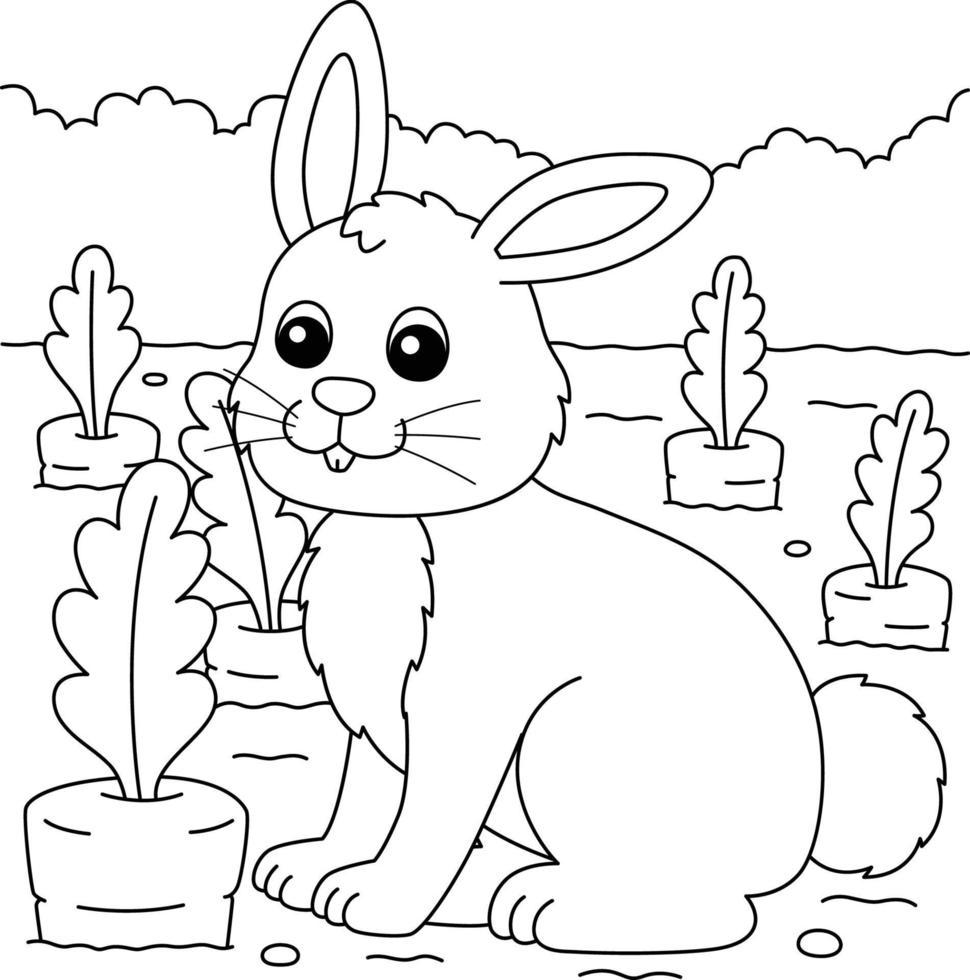 Rabbit Coloring Page for Kids vector