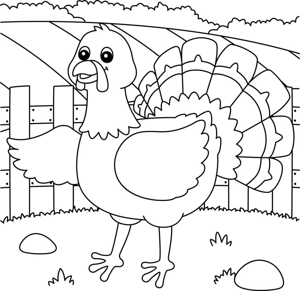 página para colorear de pavo para niños vector