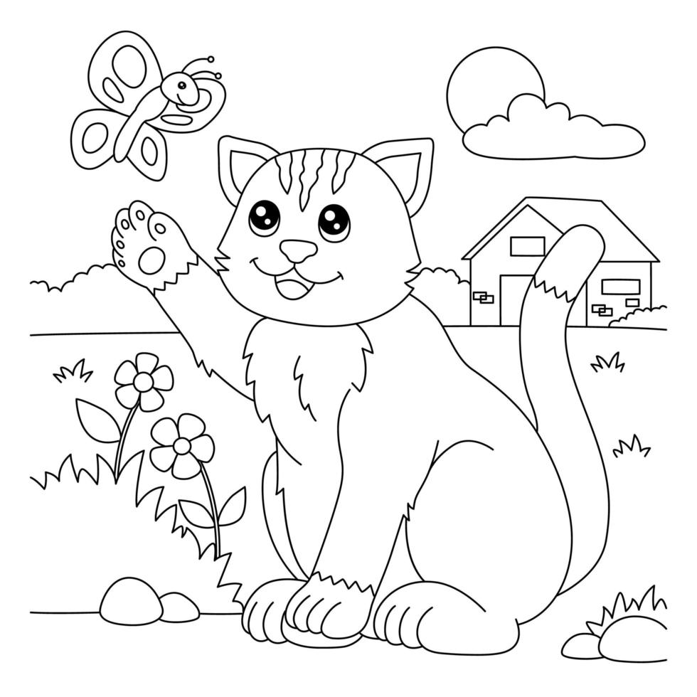 Cat Coloring Page for Kids vector