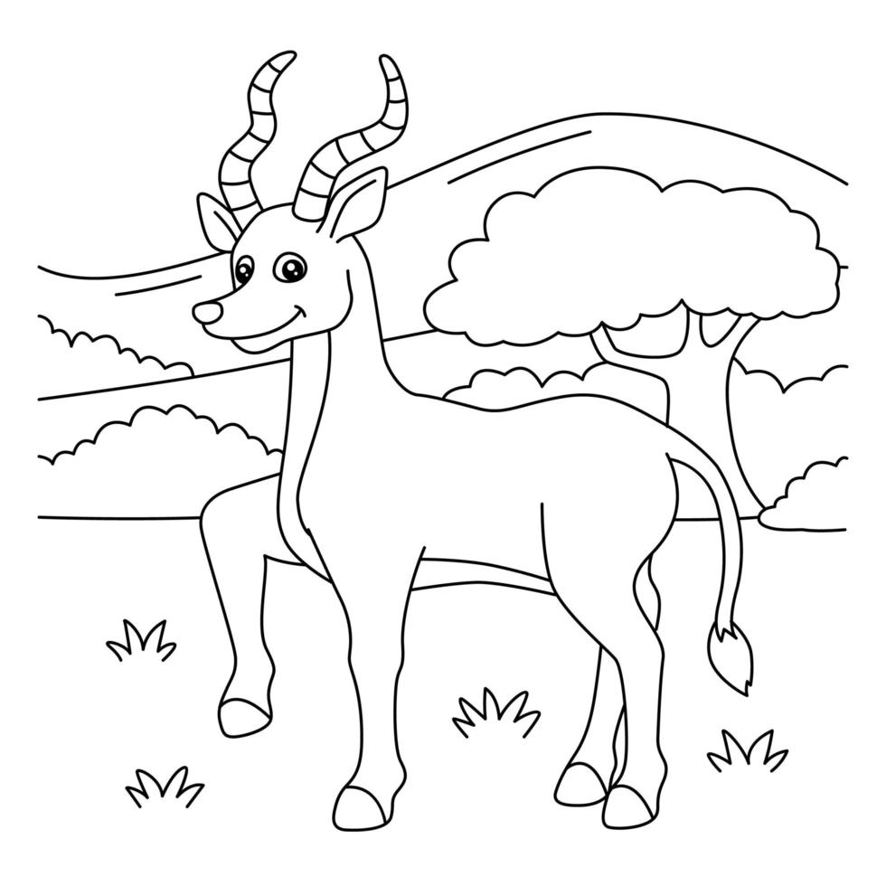 Antelope Coloring Page for Kids vector