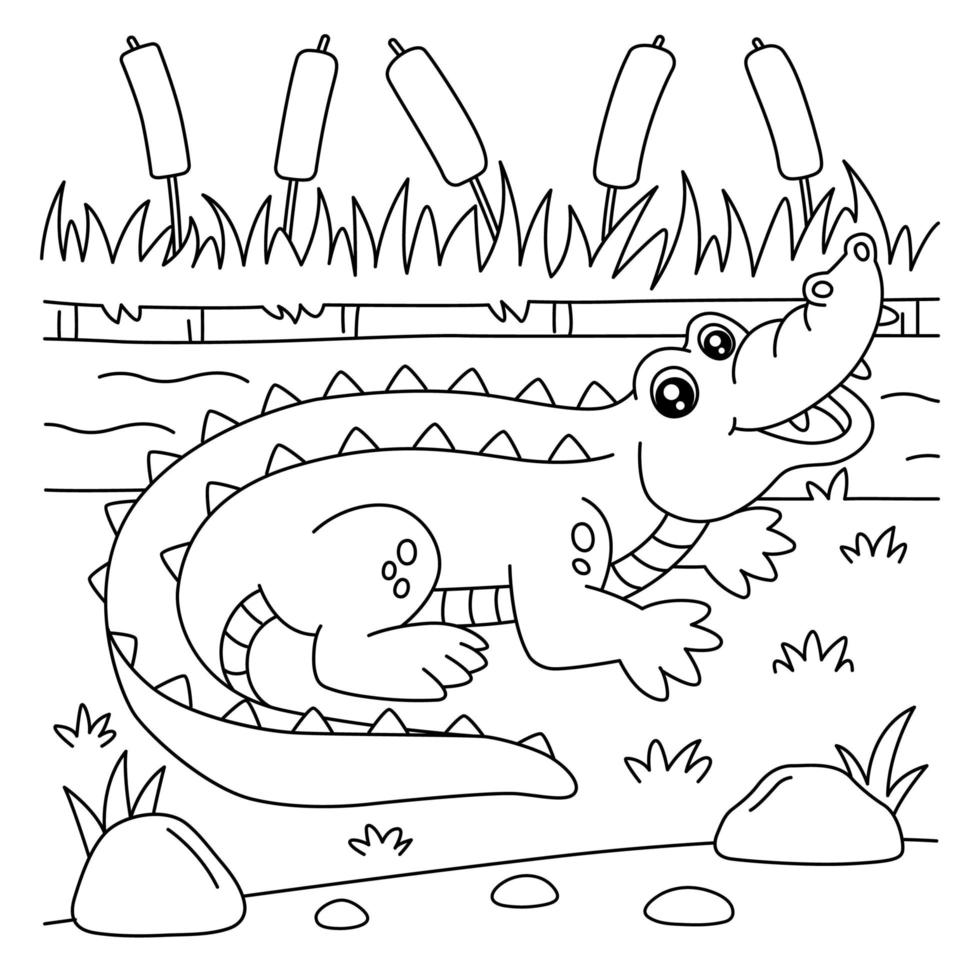 Crocodile Coloring Page for Kids vector