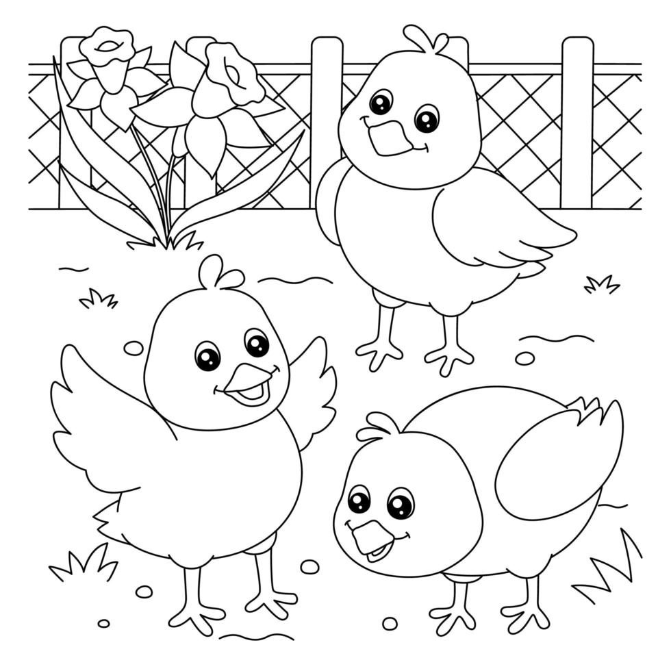 Chicks Coloring Page for Kids vector