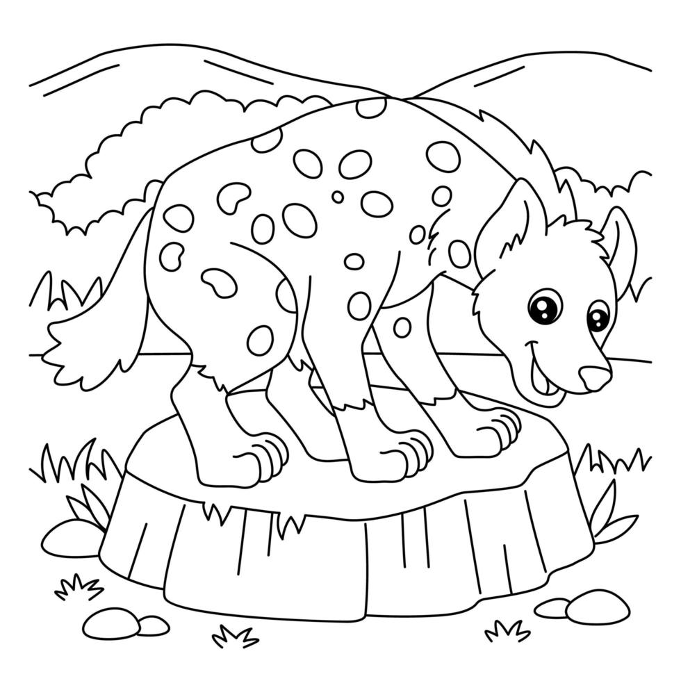 Hyena Coloring Page for Kids vector