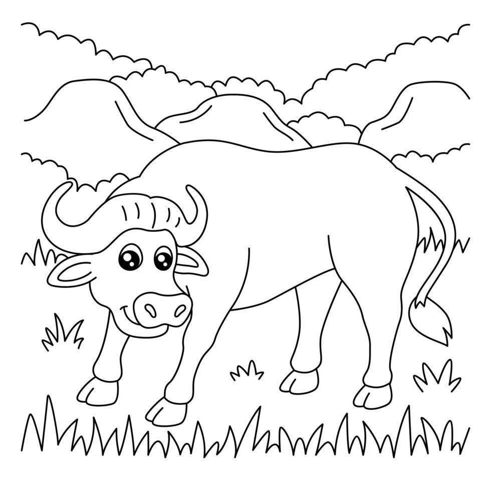 Buffalo Coloring Page for Kids vector