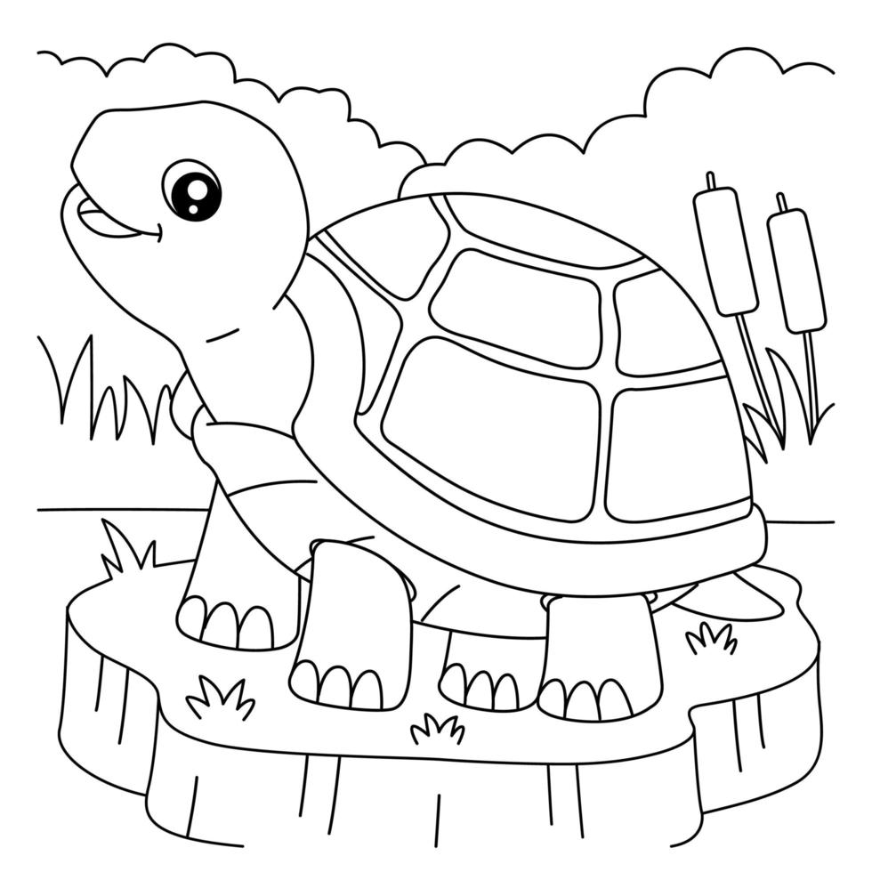 Turtle Coloring Page for Kids vector