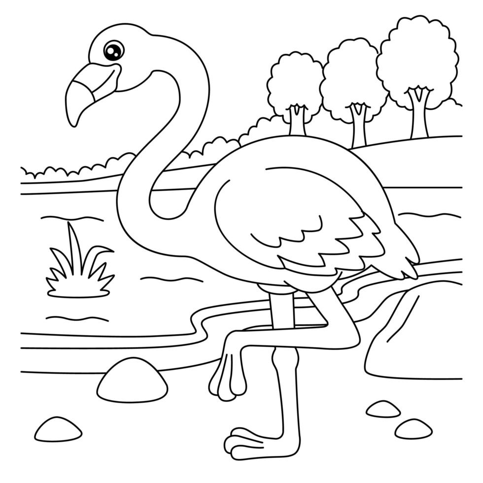 Flamingo Coloring Page for Kids vector