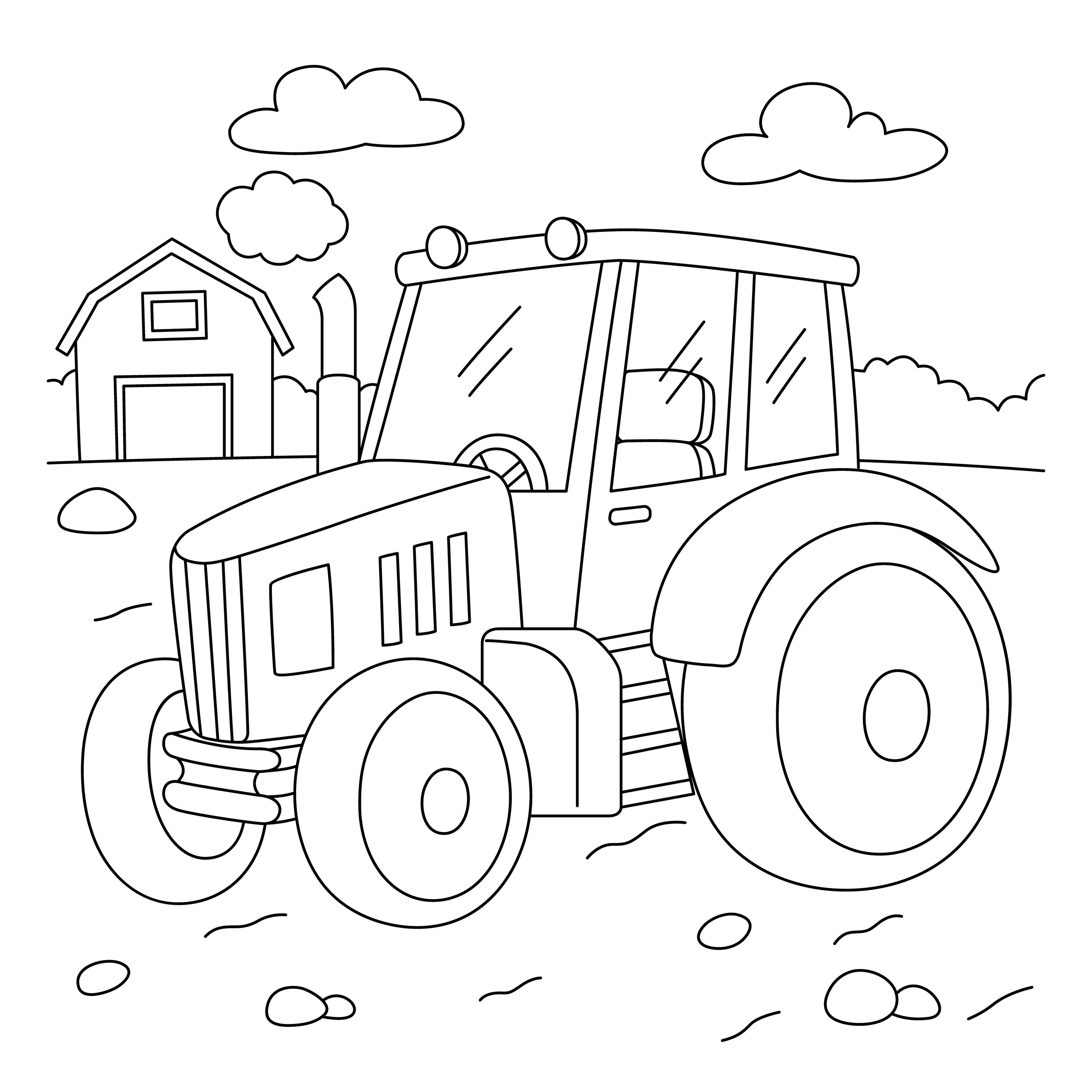 Tractor Coloring Page for Kids 5073759 Vector Art at Vecteezy
