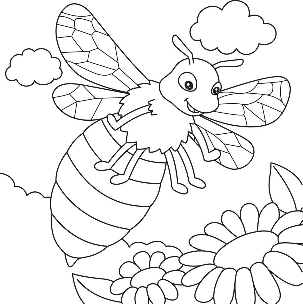 Bee Coloring Page for Kids vector