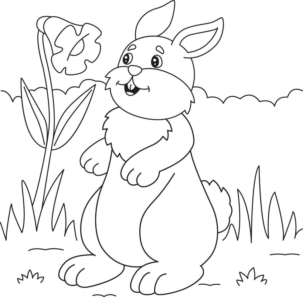 Rabbit Coloring Page for Kids vector