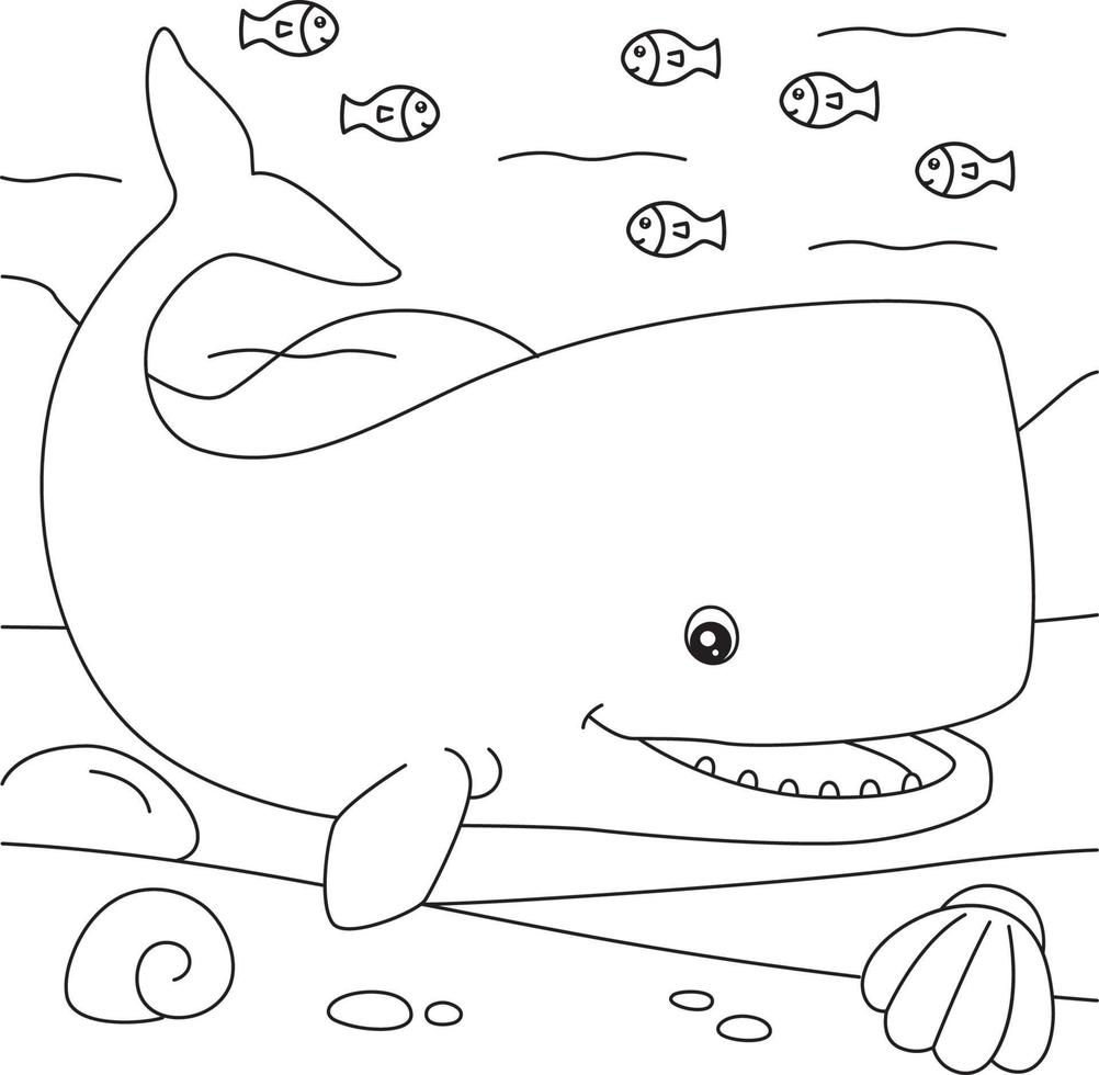 Sperm Whale Coloring Page for Kids vector