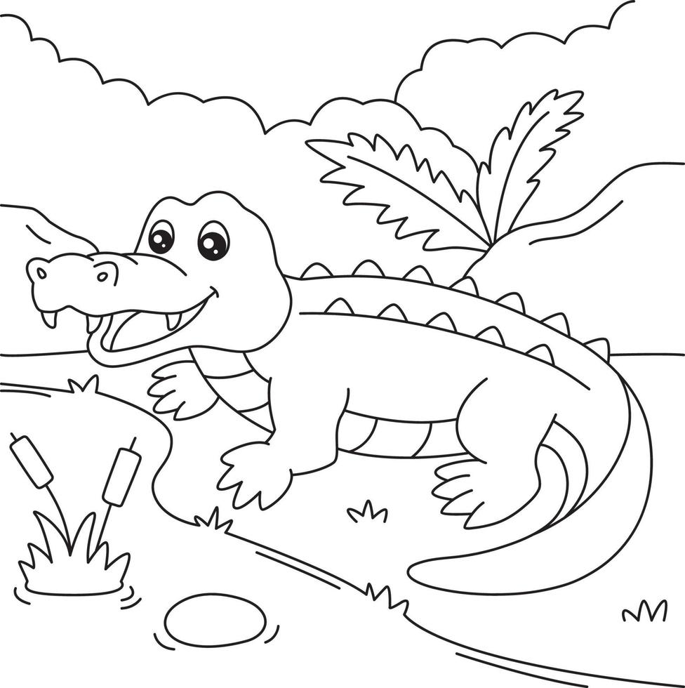 dibujo de cocodrilo para colorear para niños 5073777 Vector en Vecteezy