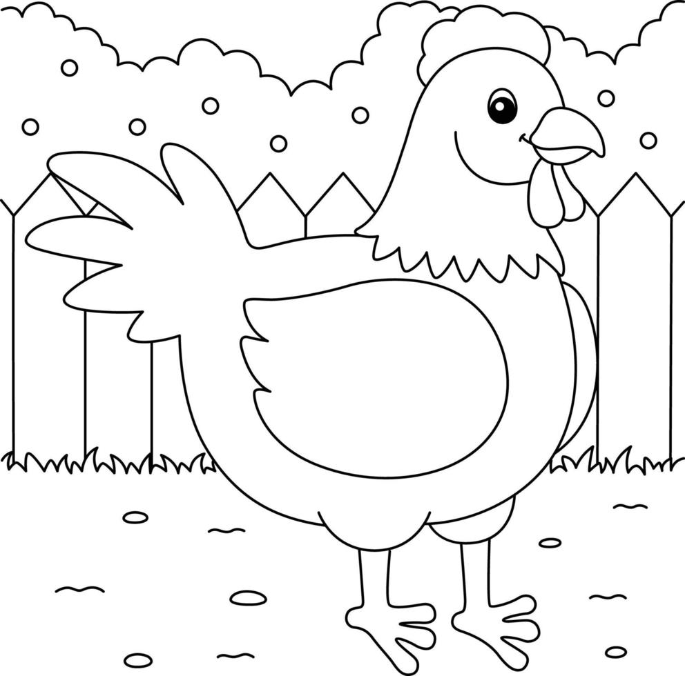 Chicken Coloring Page for Kids vector