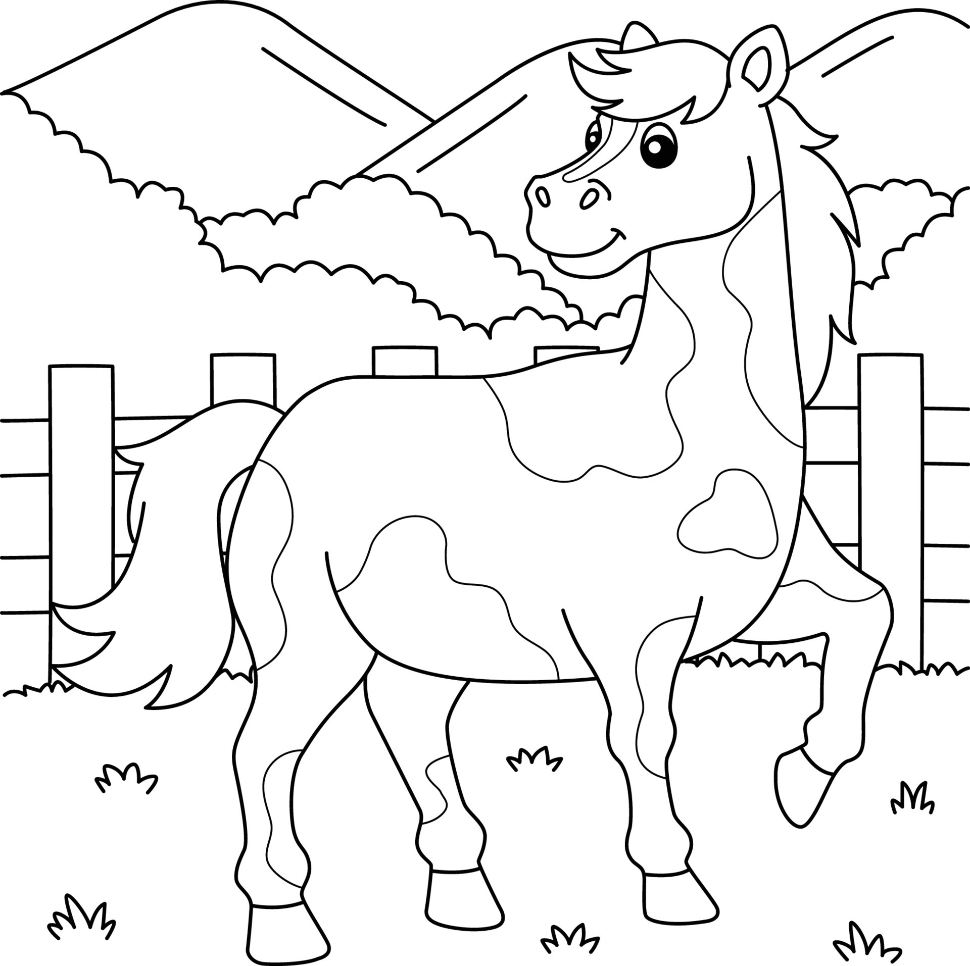 página para colorear de caballos para niños 5073783 Vector en Vecteezy